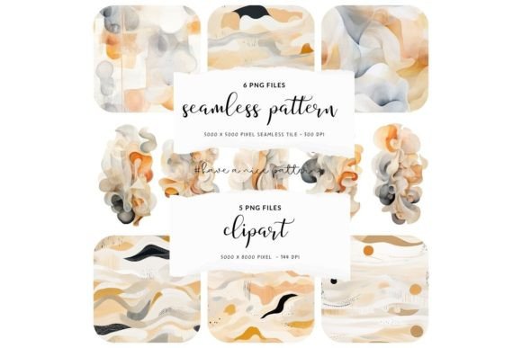 Abstract Flowing. 6 Seamless Patterns