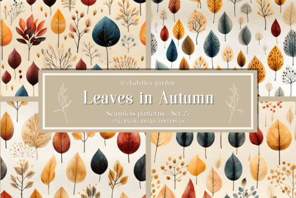 Autumn Leaves Seamless Patterns - 27