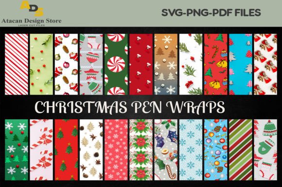 Christmas Pen Wraps Xmas Noel Patterns