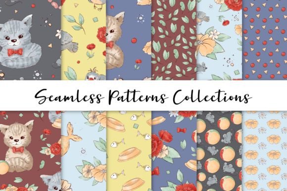 Cute Cats Seamless Patterns