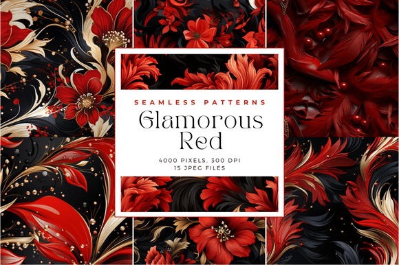 Glamorous Red Seamless Patterns: A Versatile Choice for Creative Projects