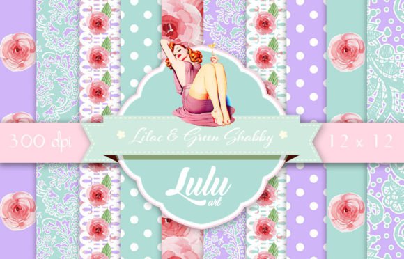 Lilac and Green Shabby Patterns