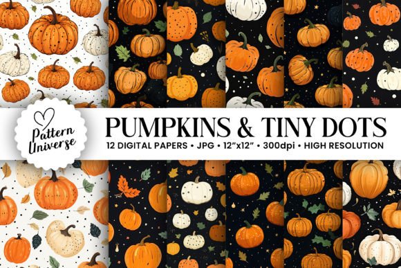 Pumpkin Tiny Dots Seamless Patterns