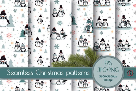 Seamless Patterns. Penguins: A Creative Winter Design Resource
