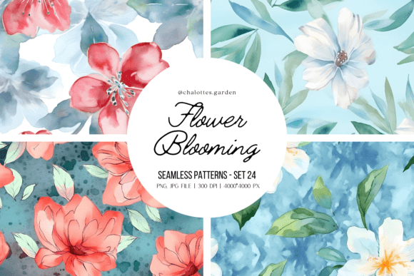 Watercolor Flowers Bloom Patterns Vol.2