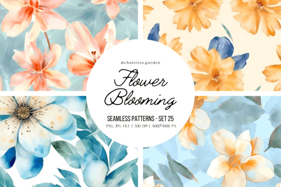 Watercolor Flowers Bloom Patterns Vol.3: Elevate Your DIY Projects with Timeless Elegance